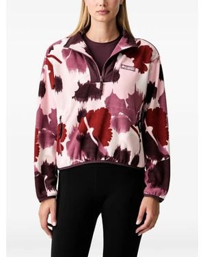 Columbia Floral-Print Quarter-Zip Pullover - Red