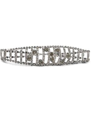Magda Butrym Rhinestone-Embellished Floral-Detail Necklace - White