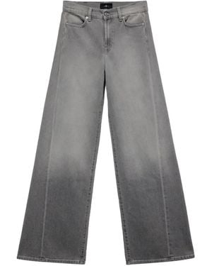 7 For All Mankind Tailorless Lotta Faded Wide-Leg Jeans - Grey