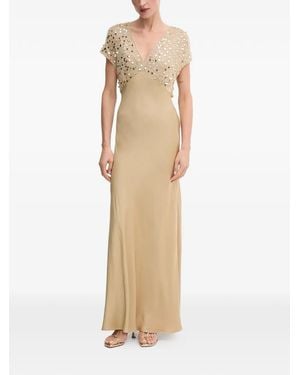 Never Fully Dressed Sequin V-Neck Maxi Dress - Natural