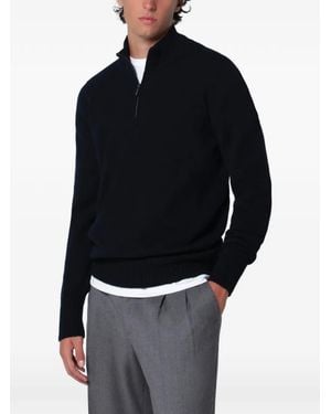 Drumohr Quarter-Zip Ribbed-Trim Jumper - Blue