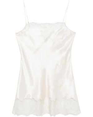 Carine Gilson Lace-Detail Silk Slip Dress - White