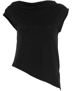 Alpha Studio アシンメトリー トップ - ブラック