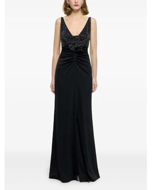 Roland Mouret Rhinestone-Embellished Evening Gown - Black