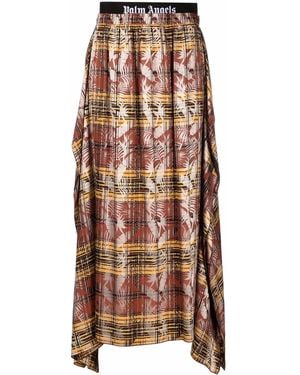 Palm Angels Palm Leaf Check Pattern Skirt - Brown
