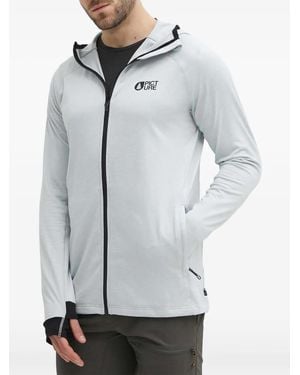Picture Logo-Print Zip-Up Hoodie - Grey