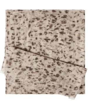 Brunello Cucinelli Pashmina Con Estampado De Lince - Neutro