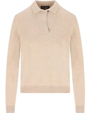 Loro Piana Gestricktes Poloshirt - Natur