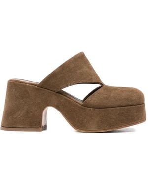 CURIOSITÉ Cut-Out-Detail Mules - Brown