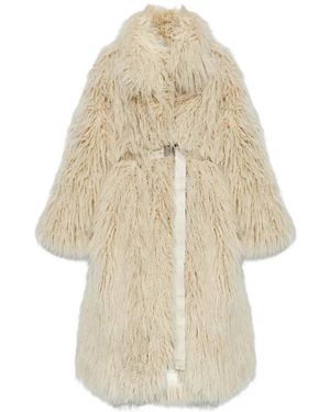 Off-White c/o Virgil Abloh Belted Faux-Fur Coat - Natural