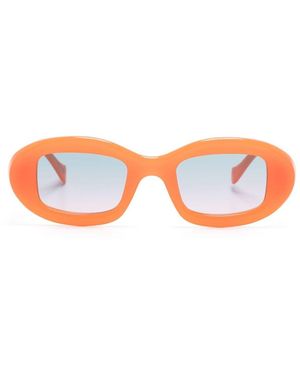 Retrosuperfuture Logo-Print Round-Frame Sunglasses - Orange