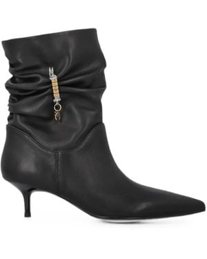 Pinko Stiefeletten Mit Logo-Anhänger - Schwarz