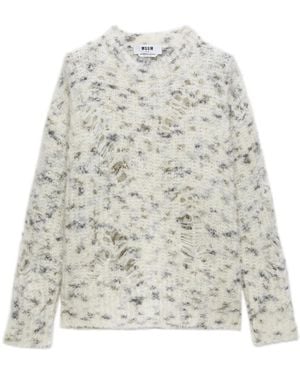 MSGM Distressed Marble-Knit Jumper - Grey