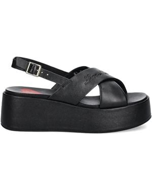 Love Moschino Crossover-Strap Platform Sandals - Black