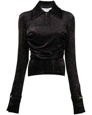 Viktor & Rolf Gathered Glitter Velvet Shirt - Black