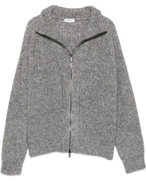 Peserico Cardigan Côtelé À Sequins - Grey
