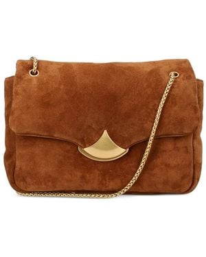 Sessun Large Puffy Chain-Link Shoulder Bag - Brown