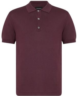 Emporio Armani Short-Sleeve Knitted Polo Shirt - Purple