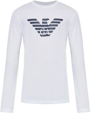 Emporio Armani Logo-print long-sleeve T-shirt - Weiß