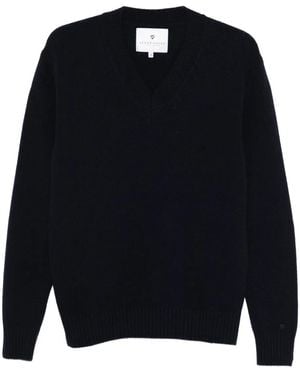 Seven Gauge V-Neck Long-Sleeve Jumper - Blue