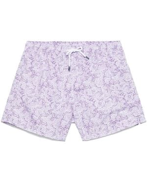 Fedeli Floral-Print Swim Shorts - Purple