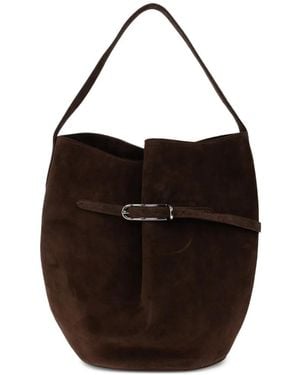 Liffner Large Suede Buckle-Detail Tote Bag - Black