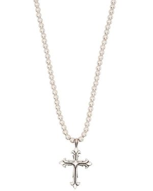 Emanuele Bicocchi Fleury Cross Beaded Necklace - White