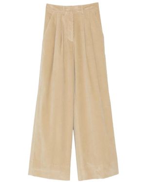 PT Torino Pleated Corduroy Pants - Natural
