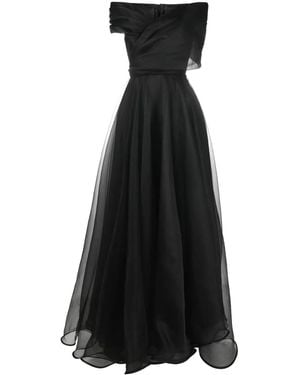 Ana Radu V-Neck Ruched Maxi Dress - Black