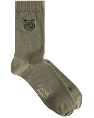 Maison Kitsuné Fox Head Socks - Gray