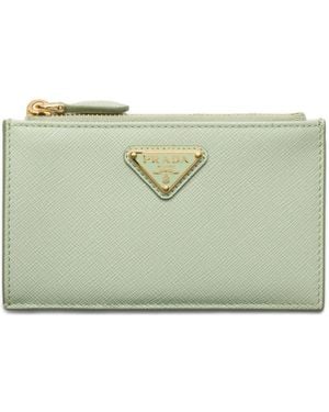 Prada Logo-Plaque Card Holder - Green