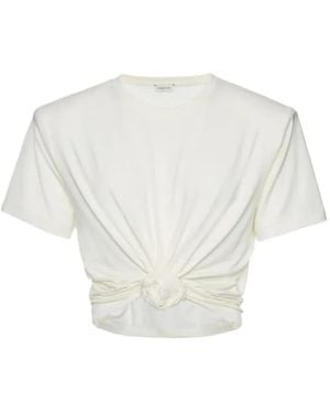 Magda Butrym T-Shirt Crop À Détail Noué - White