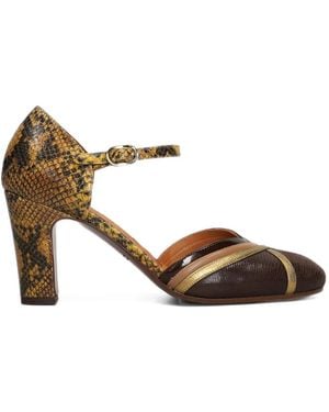 Chie Mihara Mirka Snakeskin-Effect Paneled Pumps - Metallic