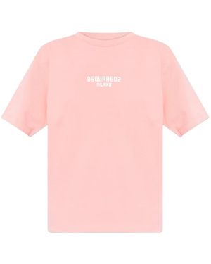 DSquared² T-Shirt With Printed Logo - Pink