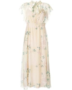RED Valentino Polka Dot Floral Dress - Natural
