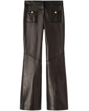 Palm Angels Mid-Rise Leather Flared Pants - Black