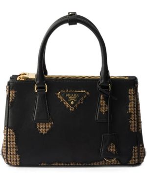 Prada Galleria Large Nappa Leather And Wool Bag - Black
