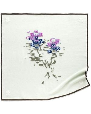 Barrie Cashmere Scarf With Thistle Motif - White