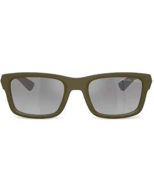 Prada Linea Rossa Lunettes De Soleil Rectangulaires À Logo - Grey