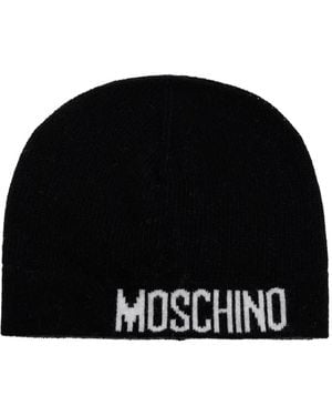 Moschino Logo-detail Beanie Hat - Black