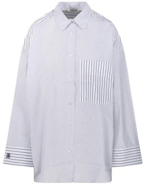 By Malene Birger Derris Pinstripe Chest-Pocket Shirt - White