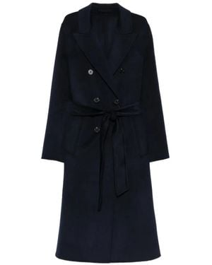 Marella Double-Breasted Belted Coat - Blue