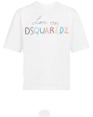 DSquared² 1995 Embroidered Loose Fit T-Shirt - White