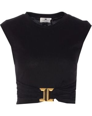 Elisabetta Franchi Logo-Plaque Sleeveless Top - Black