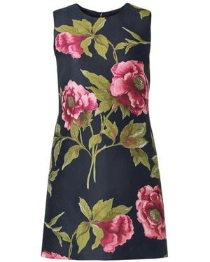 Carolina Herrera Peony-Jacquard Shift Dress - Blue