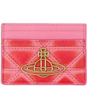 Vivienne Westwood Geometric-Quilted Cardholder - Pink
