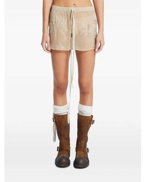 Ann Demeulemeester Nisa Embroidered Silk-Voile Shorts - Natural