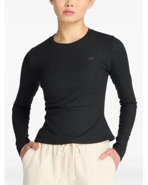 New Balance Ribbe-Knit Long-Sleeve T-Shirt - Black