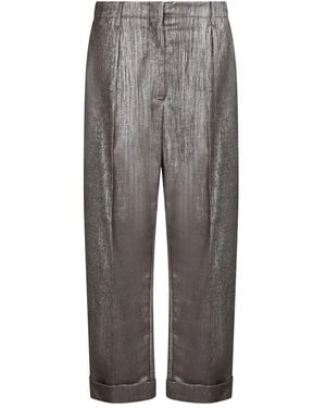 Brunello Cucinelli Lurex-Detail Trousers - Grey