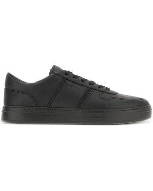 Hogan H668 Leather Lace-Up Trainers - Black